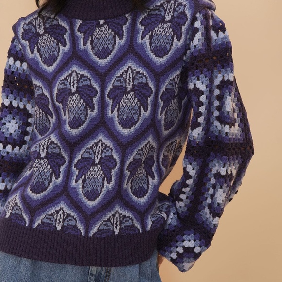 Farm Rio Blue Pinneaple Cobogo Knit Sweater - Picture 5 of 8